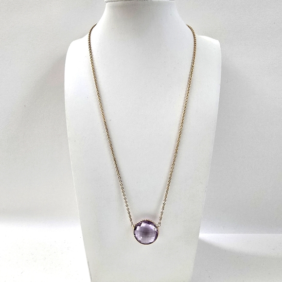 14K Gold Amethyst Solitaire Necklace – A Whisper of Elegance - Picture 2 of 10